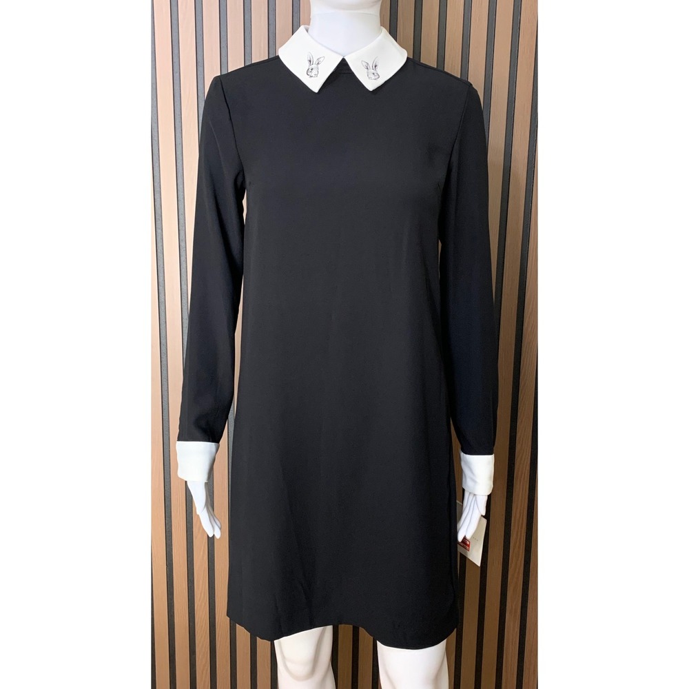 Victoria Beckham for Target Black Bunny Embroidered Collar Shift Dress XS New